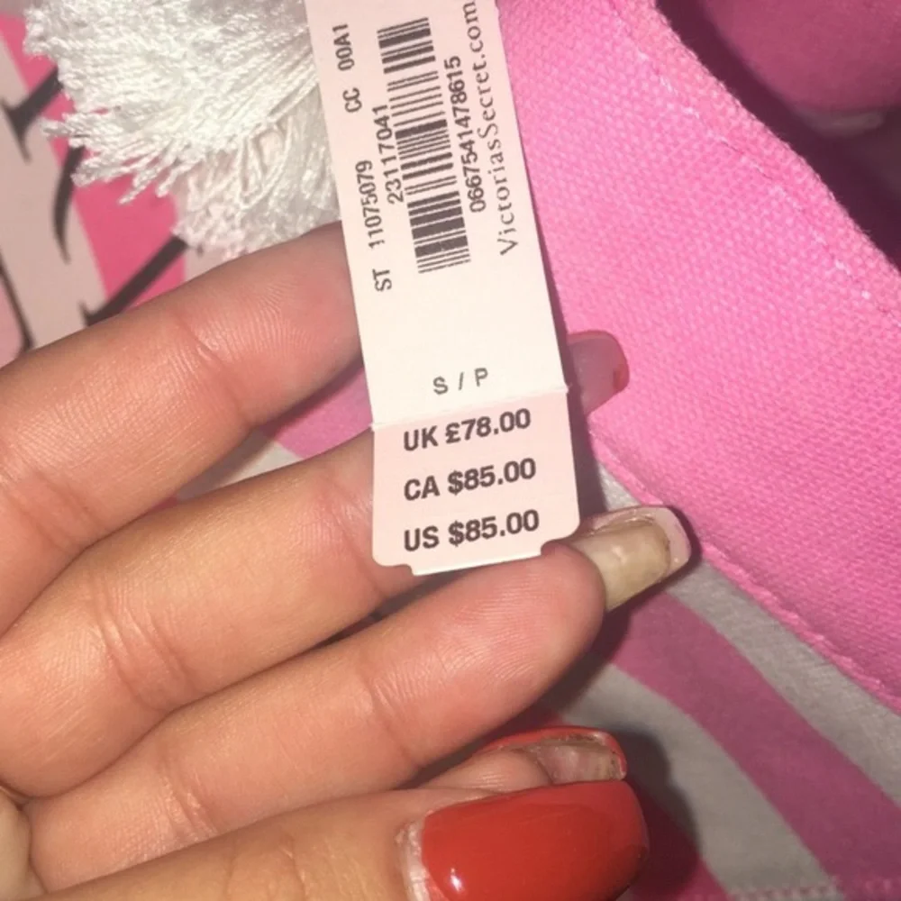 VS Pink Striped Tote Bag NWT - Picture 4 of 7